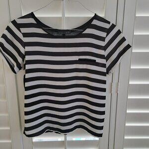 Zara Black White Striped Shirt With Pocket - All Black Back